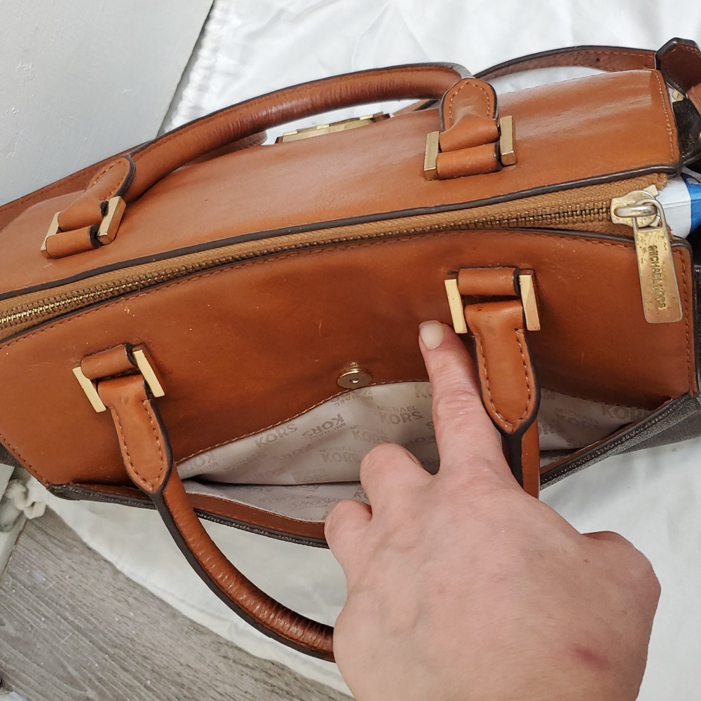 Michael Kors Two-Tone Satchel in Brown and Tan With Dust Bag - Picture 8 of 16